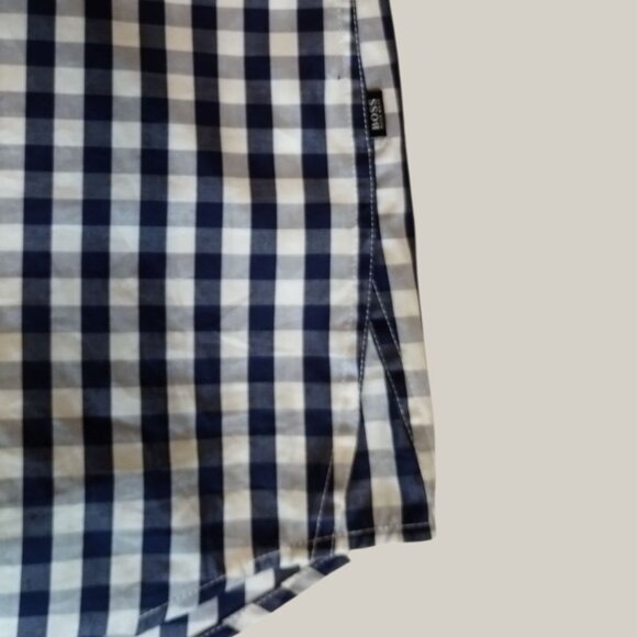 Hugo Boss Mens Slim Fit Gingham Button Down Shirt Blue/White Large - Picture 6 of 11
